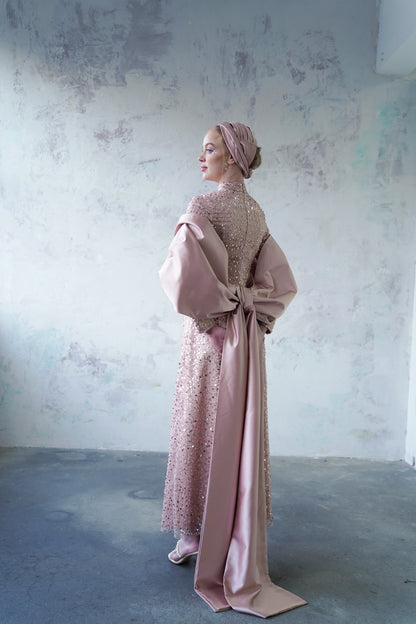 Robe de soirée scintillante couleur cuivre