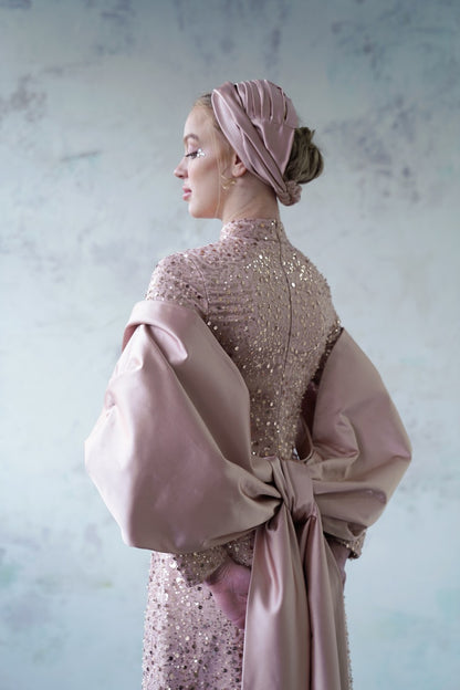 Robe de soirée scintillante couleur cuivre