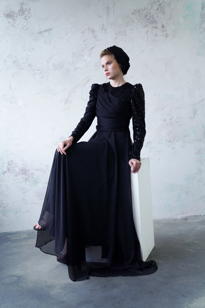 Kupferfarbenes funkelndes Abendkleid