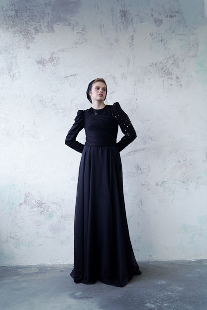 Kupferfarbenes funkelndes Abendkleid