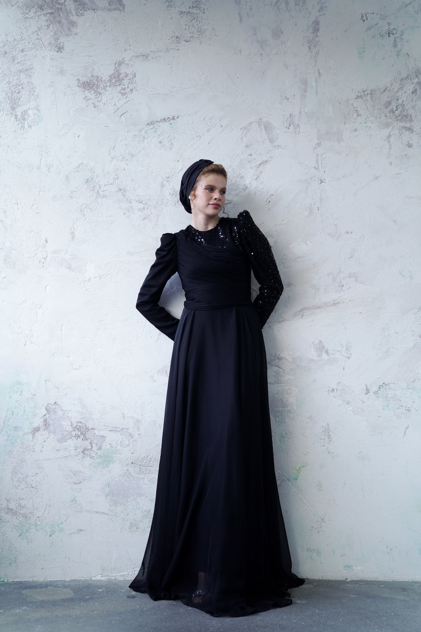 Kupferfarbenes funkelndes Abendkleid