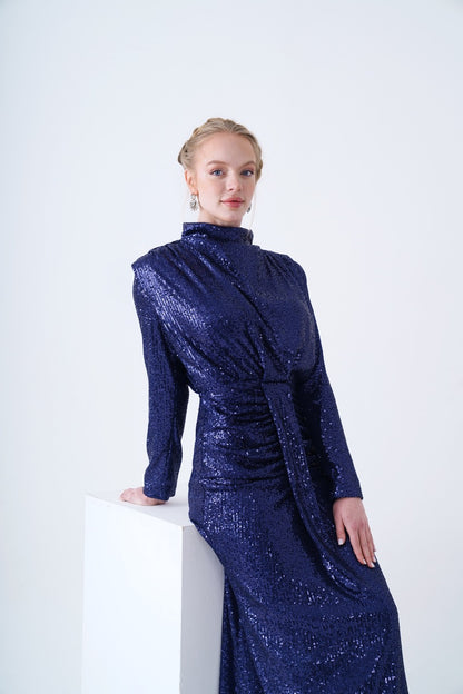 Robe de soirée scintillante couleur cuivre