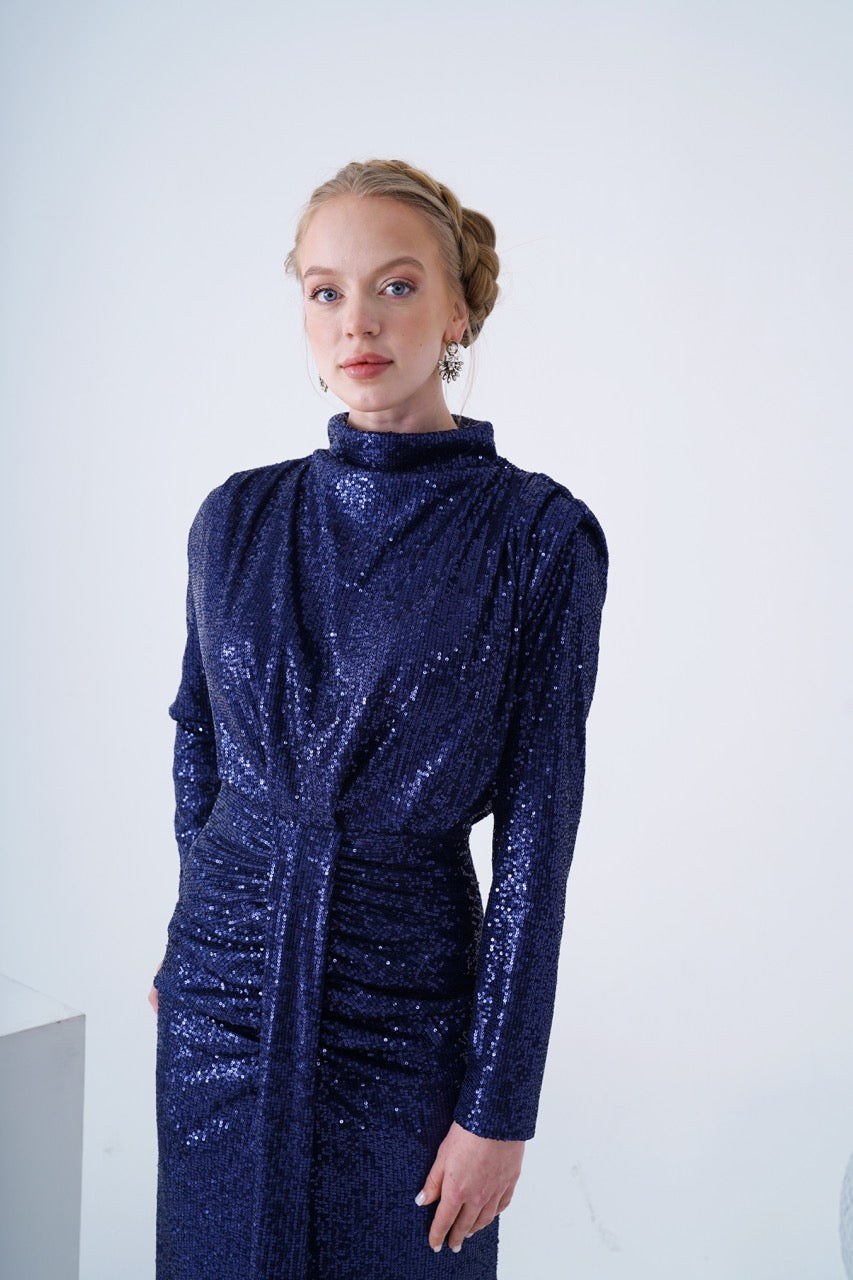 Kupferfarbenes funkelndes Abendkleid