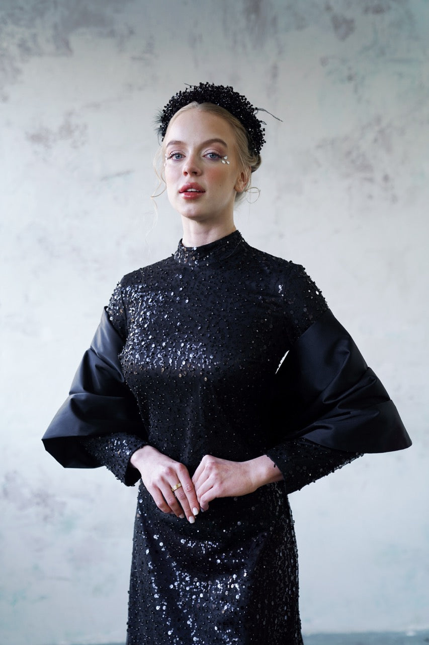 Robe de soirée scintillante couleur cuivre