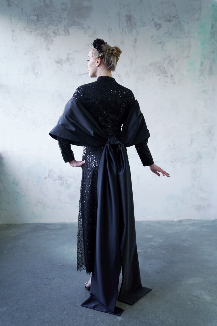 Robe de soirée scintillante couleur cuivre